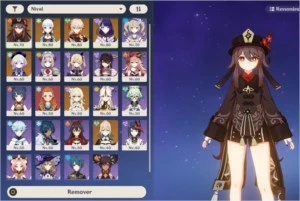 Genshin Impact AR 50 com Hutao e outros personagens