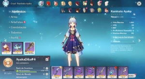 Conta Genshin Impact AR 7 com Ayaka e Diluc ⭐