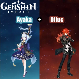 Conta Genshin Impact AR 7 com Ayaka e Diluc ⭐