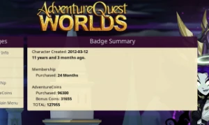 Conta Aqw Com 11 anos, Vot e etc. - Adventure Quest World