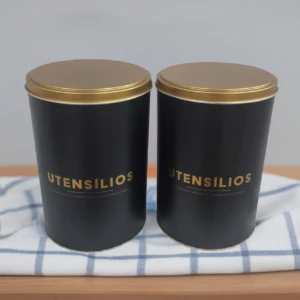 Conjunto de 2 latas metálicas para utensílios - Artesanato e Personalizados