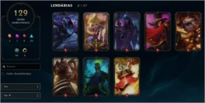 Conta lvl 225 / 129 skins / Platina 1 - League of Legends LOL