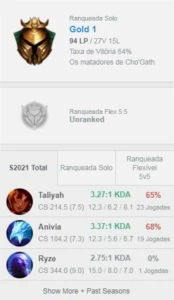 Conta Platina League of Legends LOL