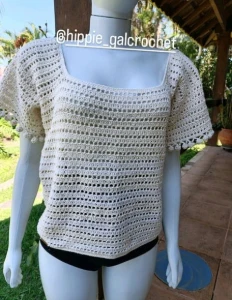 Blusa Anabela de Crochê - Artesanato e Personalizados