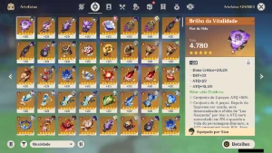 Genshin Impact - Ar56 , 10 Personagens T5 E 2 Armas T5