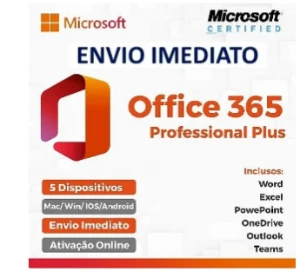 Office 365 Pro Plus - Acesso Vitalício - 5 Dispositivos - Softwares e Licenças