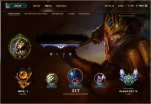 Conta com borda e elo diamante 4 46 skins - League of Legends LOL