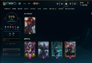 Esmeralda 3 com TODOS os Champs e 229 Skins +1 Rara - League of Legends LOL