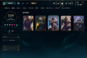 Esmeralda 3 com TODOS os Champs e 229 Skins +1 Rara - League of Legends LOL