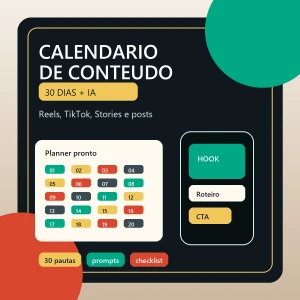 Calendario de Conteudo 30 Dias com IA - eBooks