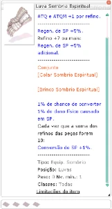 Luva Sombria Espiritual Ragnarok Latam -Menor Preço Servidor