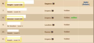 ED LVL 140 + EK LVL 136 + EK 79 - IMPERA - PVP - BARATO - Tibia