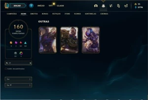 Conta bronze 1 com TODOS os champs e 160 Skins - League of Legends LOL