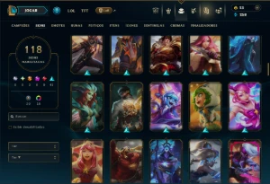 Unranked com 110 Champs e 118 Skins ( MID / JG / ADC ) - League of Legends LOL