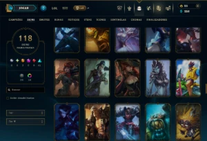 Unranked com 110 Champs e 118 Skins ( MID / JG / ADC ) - League of Legends LOL