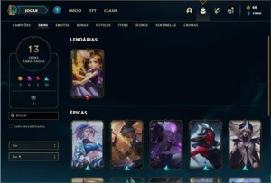 Conta bronze 3 com 33 Champs  e 13 Skins + 3 Fragmentos - League of Legends LOL