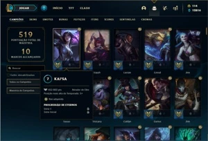 Conta diamante 2 e 4 com TODOS os champs e 168 Skins + 4 Vit - League of Legends LOL