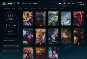 Conta diamante 2 e 4 com TODOS os champs e 168 Skins + 4 Vit - League of Legends LOL
