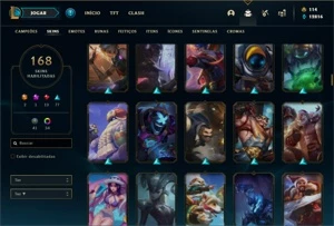 Conta diamante 2 e 4 com TODOS os champs e 168 Skins + 4 Vit - League of Legends LOL