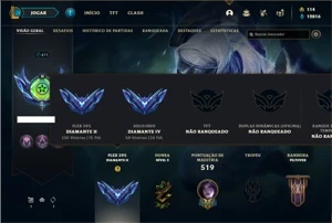Conta diamante 2 e 4 com TODOS os champs e 168 Skins + 4 Vit - League of Legends LOL
