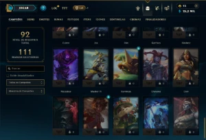 Unranked com 60 Champs e 5 Skins - League of Legends LOL
