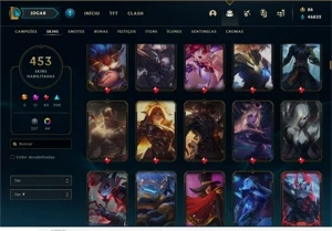 453 Skins, 17 Skins Míticas, 5 Ultimate, 43 Lendárias. - League of Legends LOL