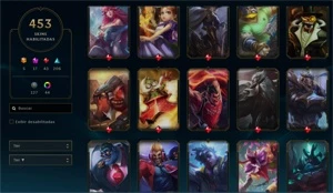 453 Skins, 17 Skins Míticas, 5 Ultimate, 43 Lendárias. - League of Legends LOL