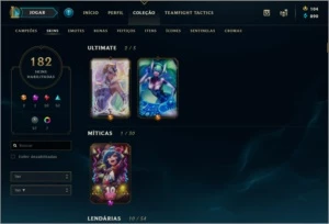 Conta com ALL Champions - 182 Skin's - 7 Páginas de Runas - League of Legends LOL