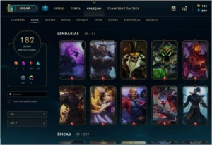 Conta com ALL Champions - 182 Skin's - 7 Páginas de Runas - League of Legends LOL