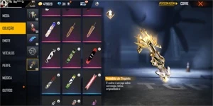 Conta Free fire Lv 65,20 passes, 4 cubos e muitas skins