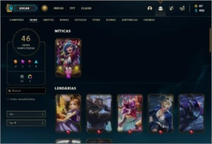 Conta diamante 3 com 83 champs e 46 skins - League of Legends LOL
