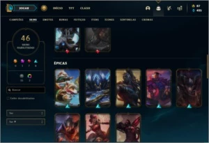 Conta diamante 3 com 83 champs e 46 skins - League of Legends LOL