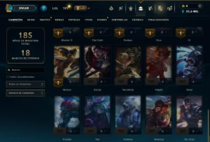 Ouro 3 com 40 Champs e 12 Skins - League of Legends LOL