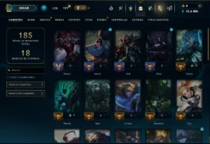Ouro 3 com 40 Champs e 12 Skins - League of Legends LOL