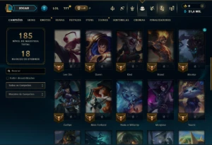 Ouro 3 com 40 Champs e 12 Skins - League of Legends LOL