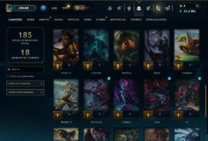 Ouro 3 com 40 Champs e 12 Skins - League of Legends LOL