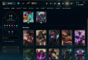 Ouro 3 com 40 Champs e 12 Skins - League of Legends LOL