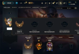 Ouro 3 com 40 Champs e 12 Skins - League of Legends LOL