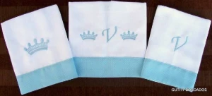 Kit com 3 Fraldas de Boca Personalizadas - Artesanato e Personalizados