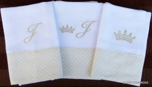 Kit com 3 Fraldas de Boca Personalizadas - Artesanato e Personalizados