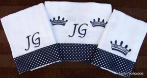 Kit com 3 Fraldas de Boca Personalizadas - Artesanato e Personalizados