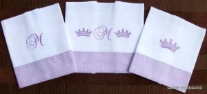 Kit com 3 Fraldas de Boca Personalizadas - Artesanato e Personalizados