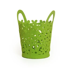 Cesta de Feltro com Alça e Recortes Florais - Cores - Artesanato e Personalizados
