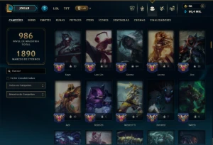 Esmeralda 4 com TODOS os Champs e 400 Skins ( Nivel 659 ) - League of Legends LOL