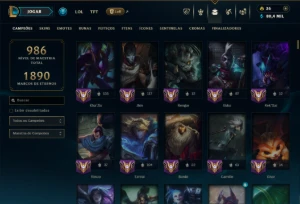 Esmeralda 4 com TODOS os Champs e 400 Skins ( Nivel 659 ) - League of Legends LOL