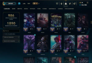 Esmeralda 4 com TODOS os Champs e 400 Skins ( Nivel 659 ) - League of Legends LOL