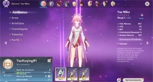 Conta Genshin Impact AR 5 com Yae Miko e Keqing