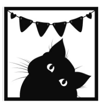 Kit 4 Quadros Gatinhos em MDF Preto - Crafts and Personalized