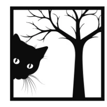 Kit 4 Quadros Gatinhos em MDF Preto - Crafts and Personalized