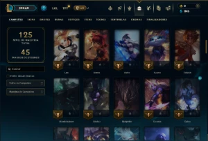 Ouro 3 com 90 Champs e 34 Skins ( JG / SUP / TOP ) - League of Legends LOL